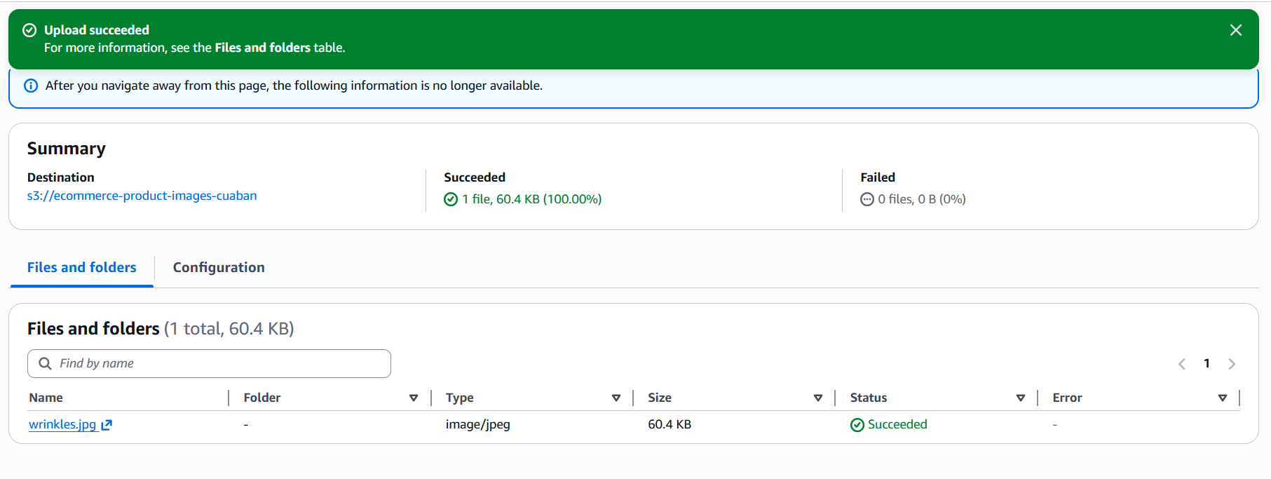 Upload sample images to S3