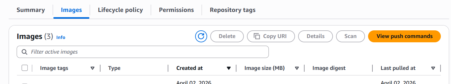 View Push Commands Button