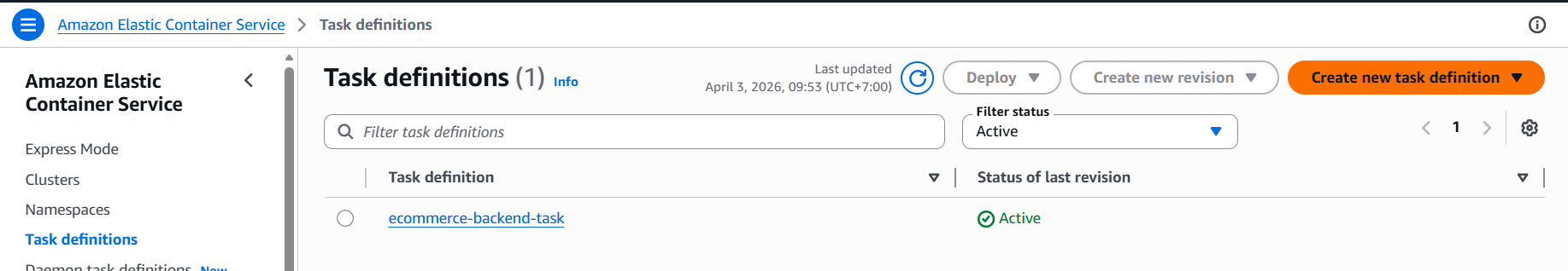 Create Task Definition