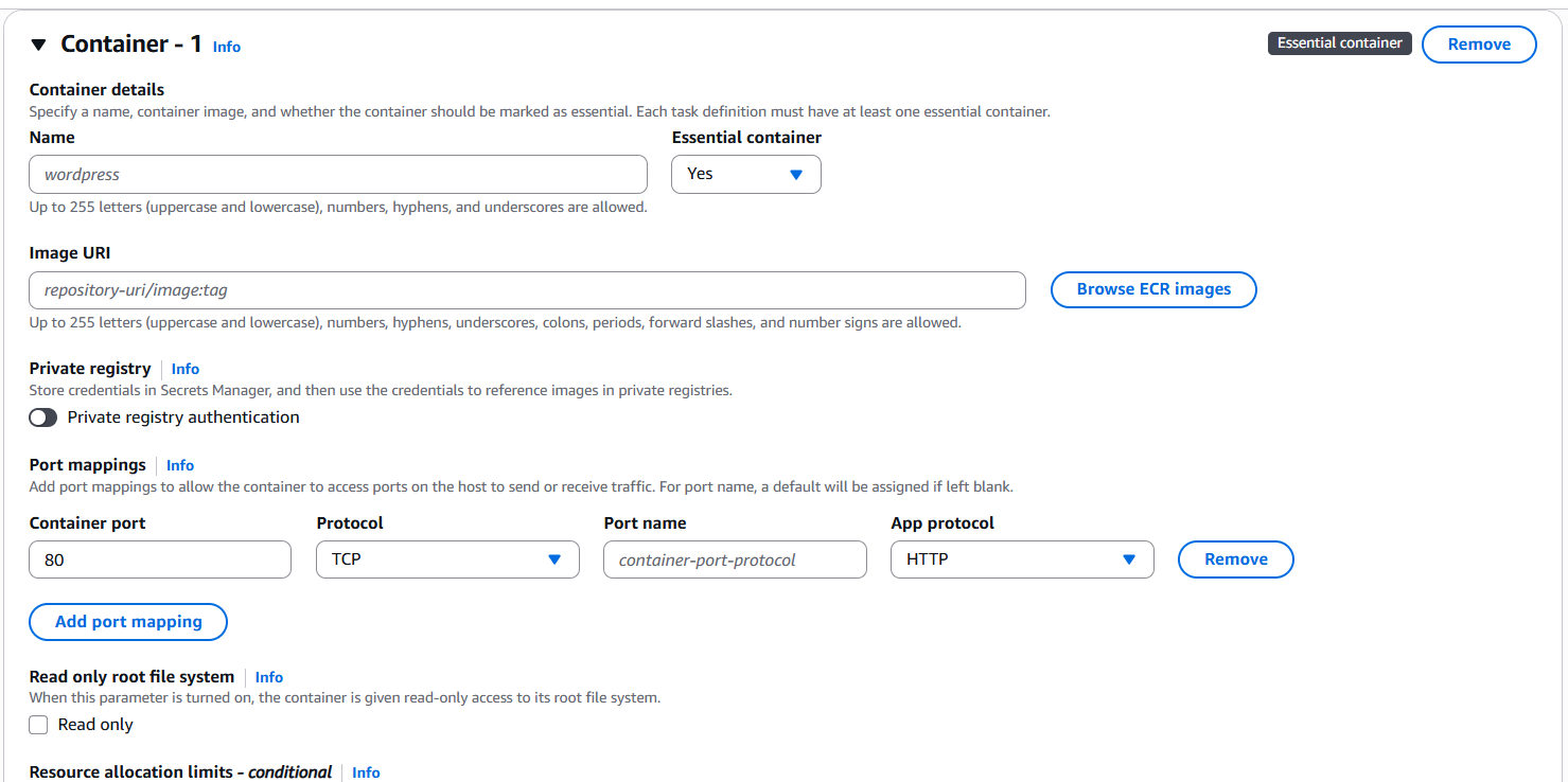 Configure Container URI and Port