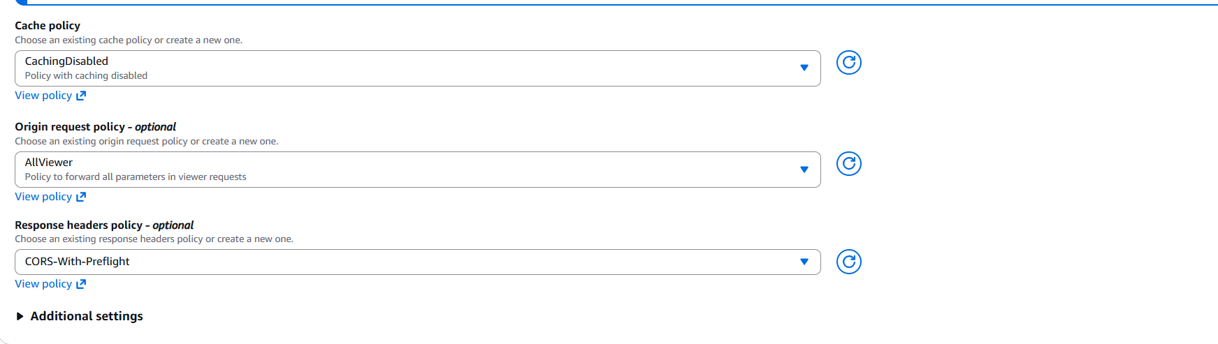 Configure CachingDisabled policy