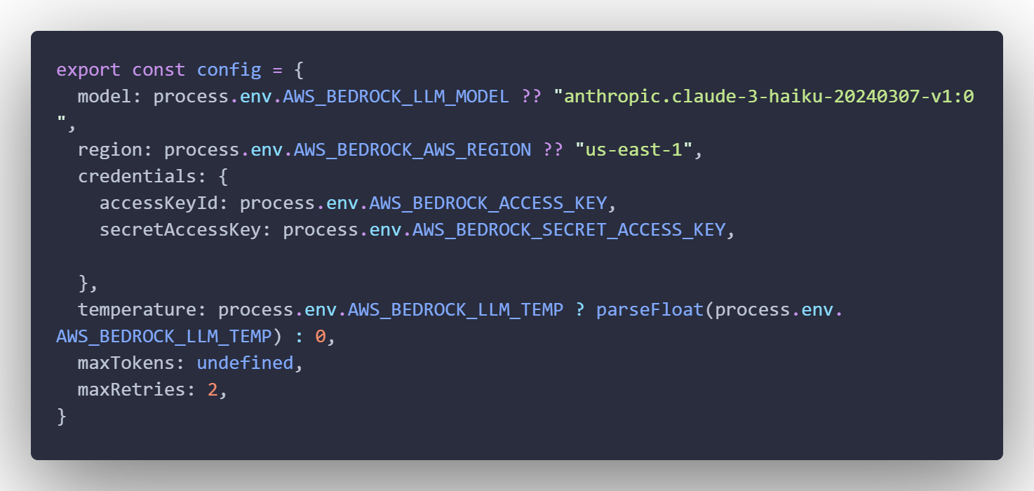Initialize the Bedrock Client using configuration info
