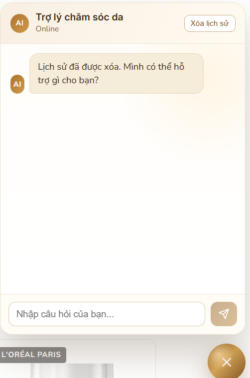 Chatbot feature UI on the website