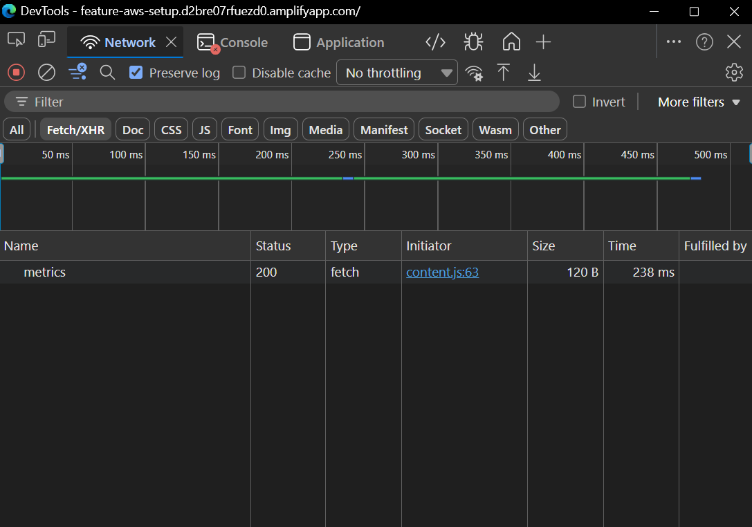 Open the Network tab in Developer Tools